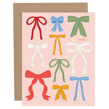 Happy Birthday Coquette Bows Greeting Card